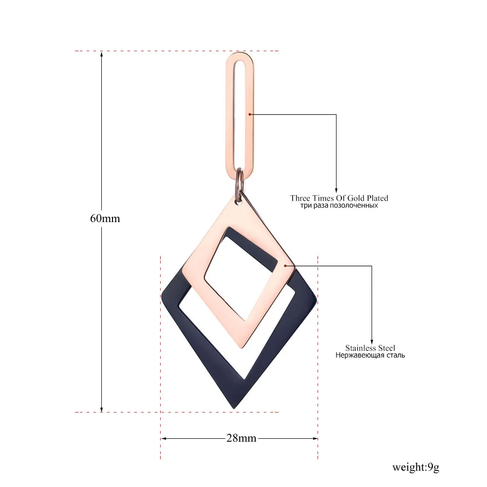 Lokaer Trendy Double Layer Stainless Steel Geometry Earrings For Women Rose Gold Plated OL Style Ear Jewelry Wedding Gift E19062