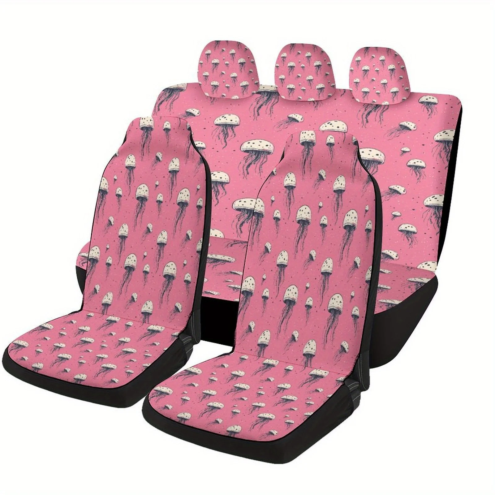 Jellyfish Pattern Themed Car Seat Cover Set For Most Cars, Fashionable Novelty Car Seat Protector Covers Full Set, Car Seat Cov