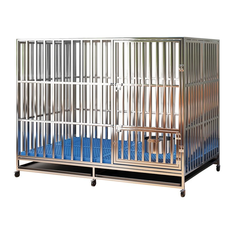 

304 stainless steel dog cage folding medium square tube indoor with toilet