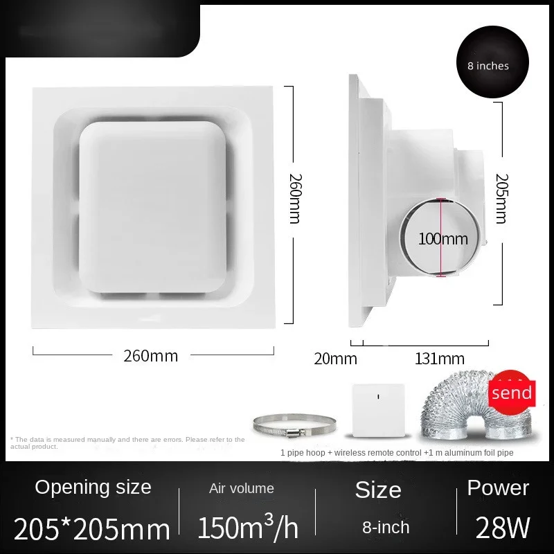 Exaustor de teto para eletrodomésticos, poderoso e silencioso, sucção de teto para banheiro, exaustor de exaustão