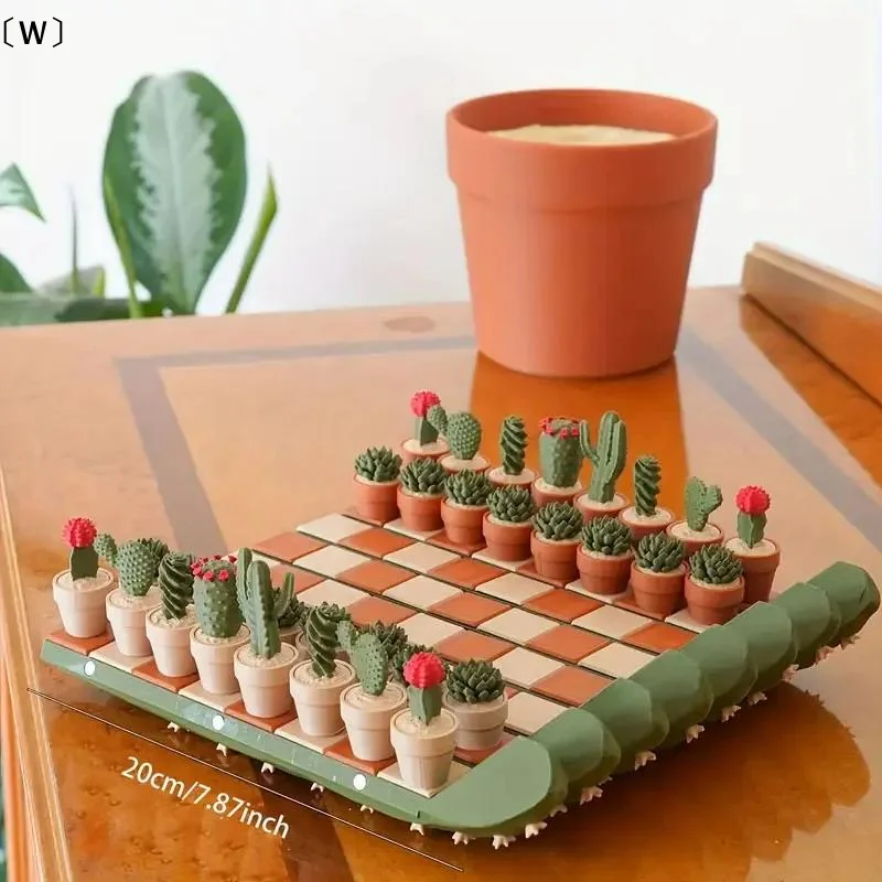 

Настольный шахматный набор из 3D-печатной смолы в форме кактуса, складная игрушка, декор для дома и офиса, снятие стресса, подарок