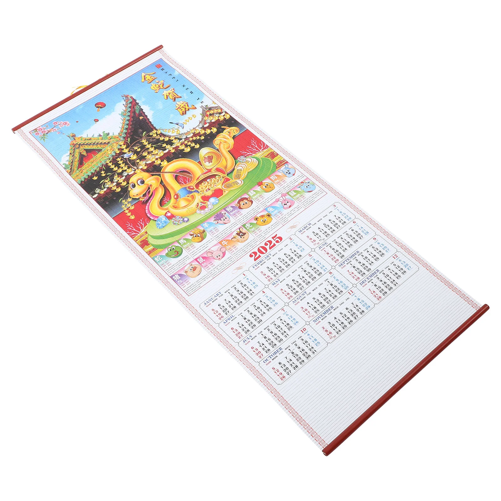 

Imitation Rattan Calendar New Year Room Decor 2025 Wall Traditional Monthly Large Office Paper