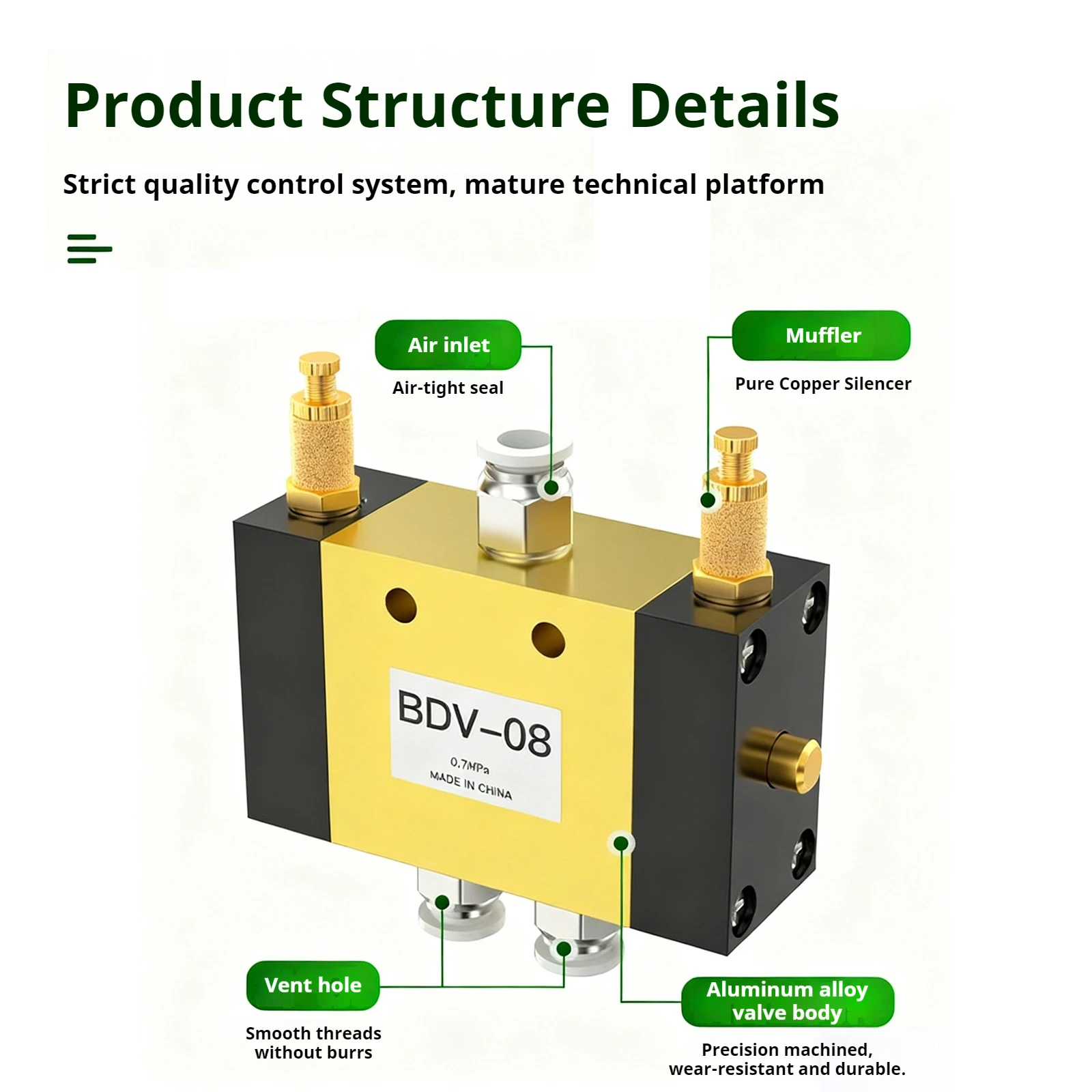 Automatic reciprocating valve two position five way reversing BDV-08 pneumatic cylinder switch speed control valve