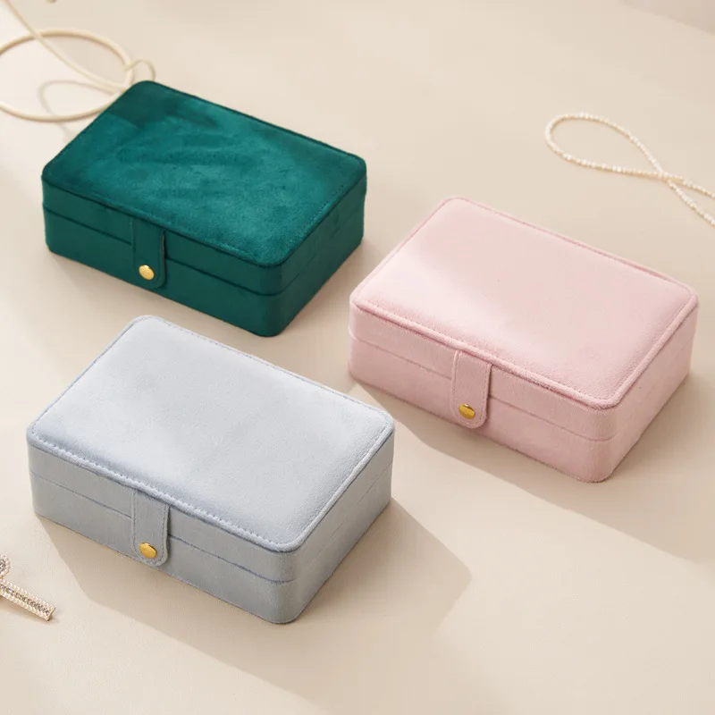 

Luxury Velvet Jewelry Box with Removable Dividers Portable Necklace Earring Ring Holder Multi Function Travel Home