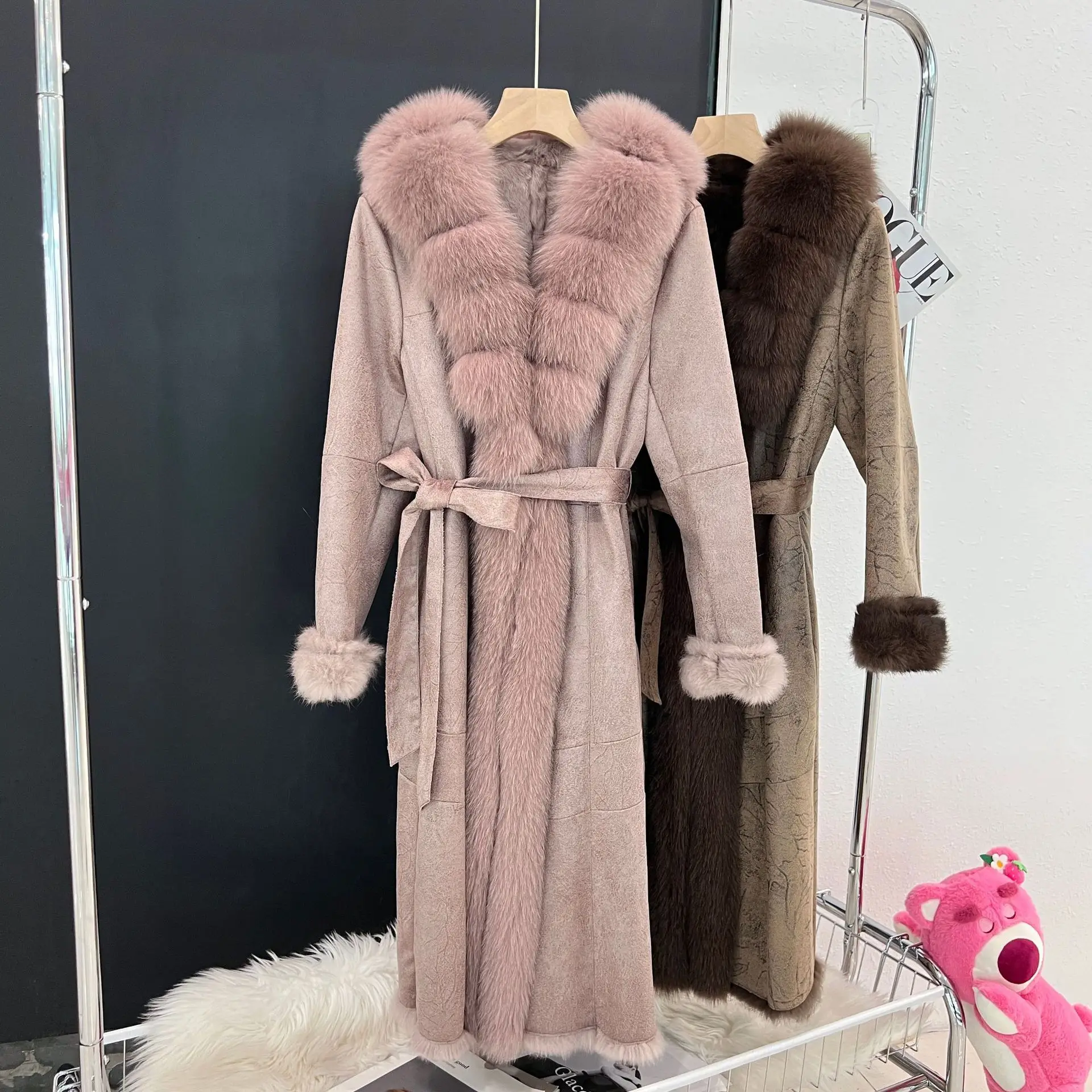 Winter Suit Haining Fur Coat Rabbit Hair Fur Female Long Fit Hair Door Flap Mother's Suit