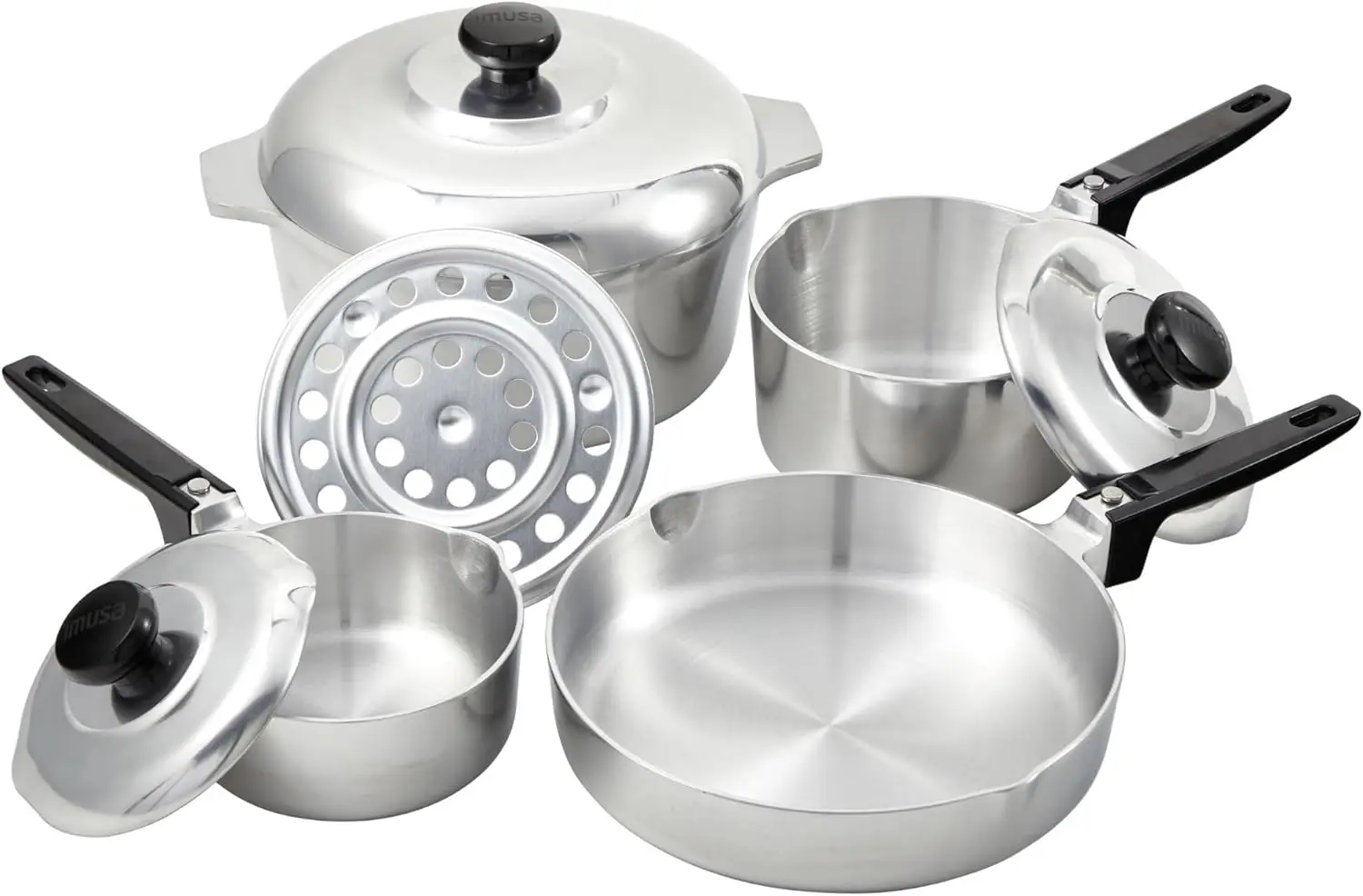 Productos populares IMUSA USA Juego de utensilios de cocina Cajun fundido de 8 piezas de alta resistencia, venta directa de fábrica de nueva popularidad de plata