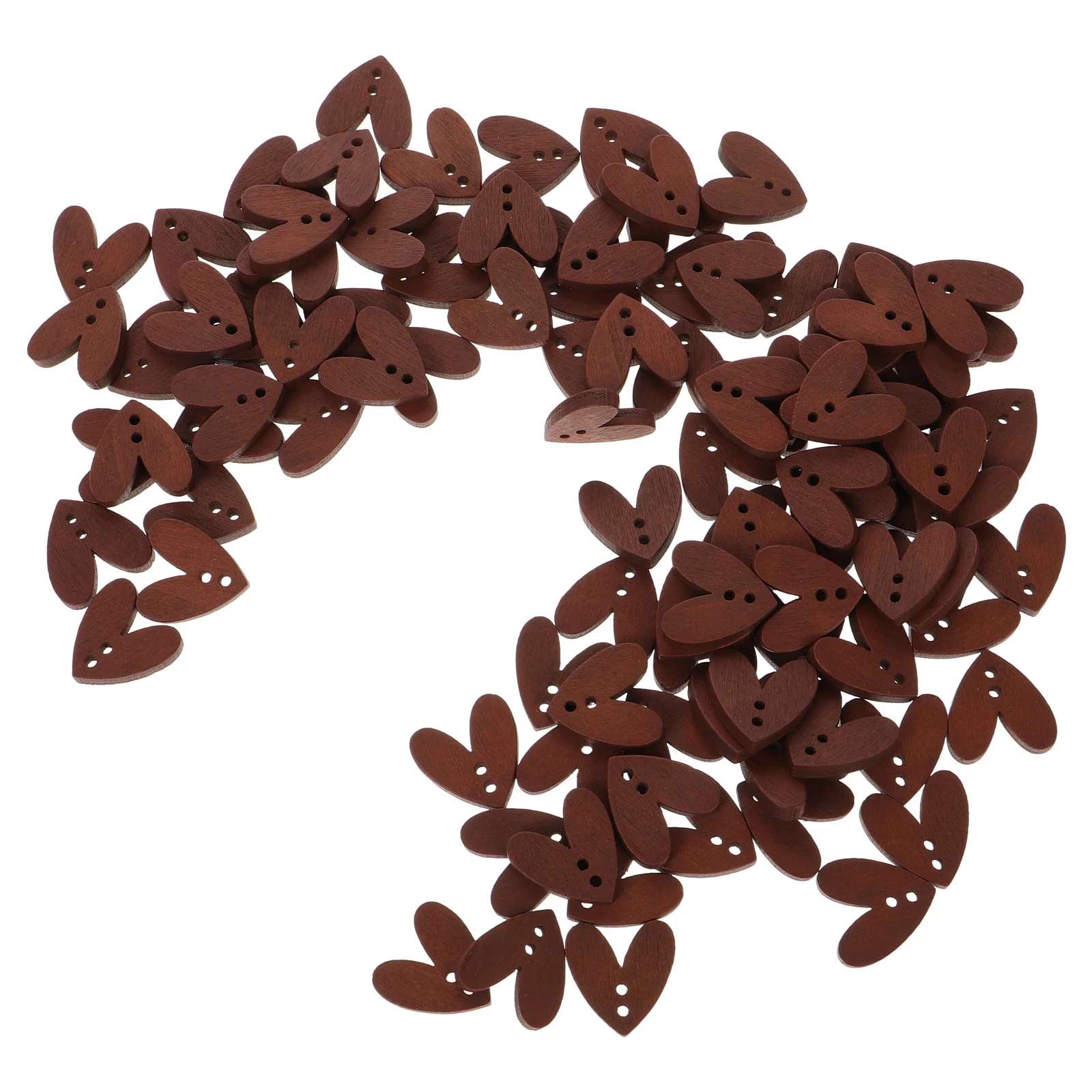 

100Pcs Natural Wood Heart Shaped Buttons Two Hole Decorative Buttons for DIY Crafts Sewing Wedding Scrapbooking