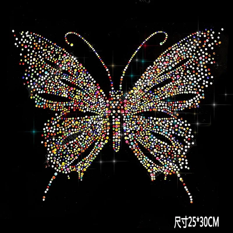 

10 Pcs Mixed And White Color Butterfly Motif Hot-fix Rhinestones Heat Transfer Design Iron On Motifs, DIY For T-Shirt Cloth