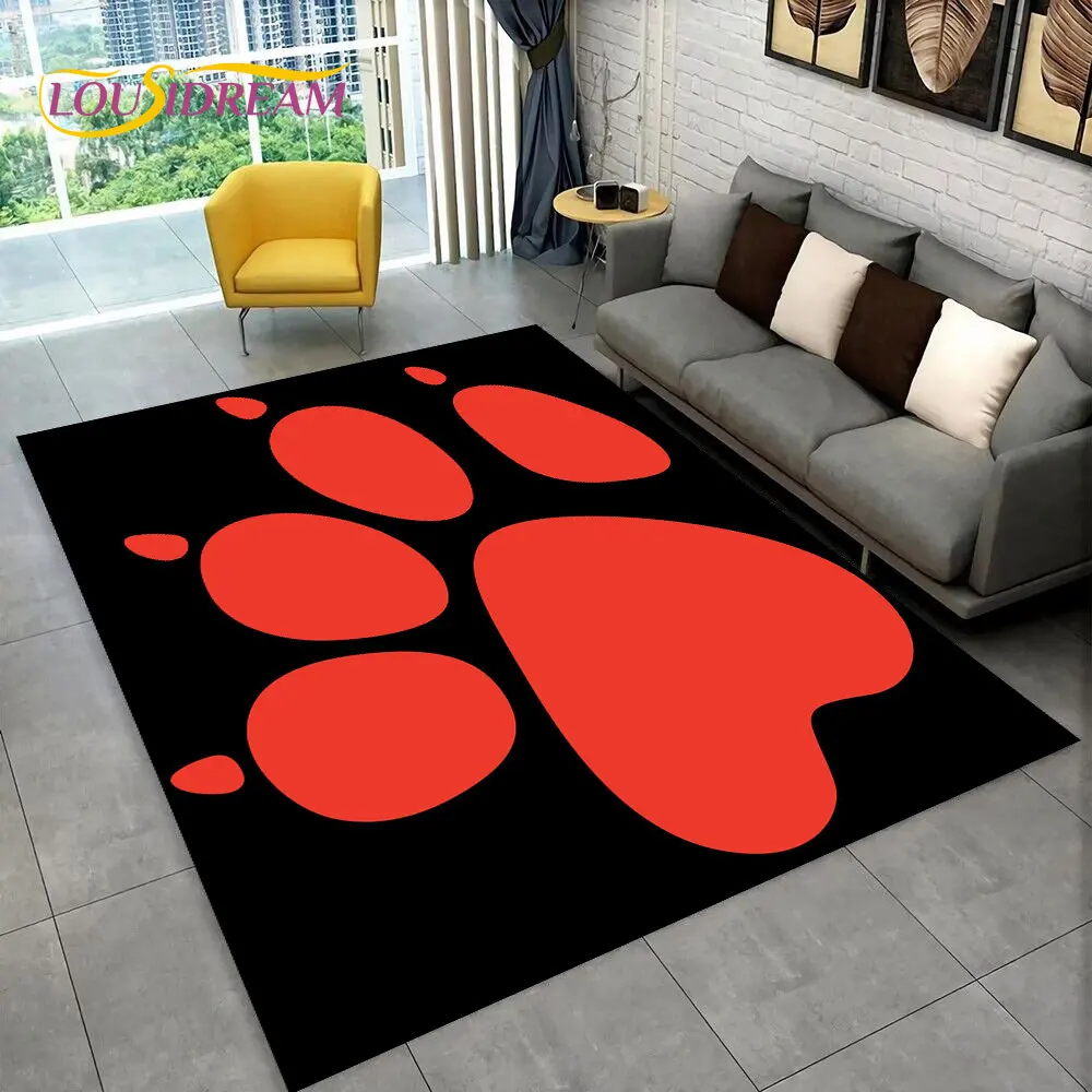 Pets Footprint Sole Series 3D Area Rug Large,Carpet Rug for Living Room Bedroom Sofa Doormat Decoration,kids Non-slip Floor Mat