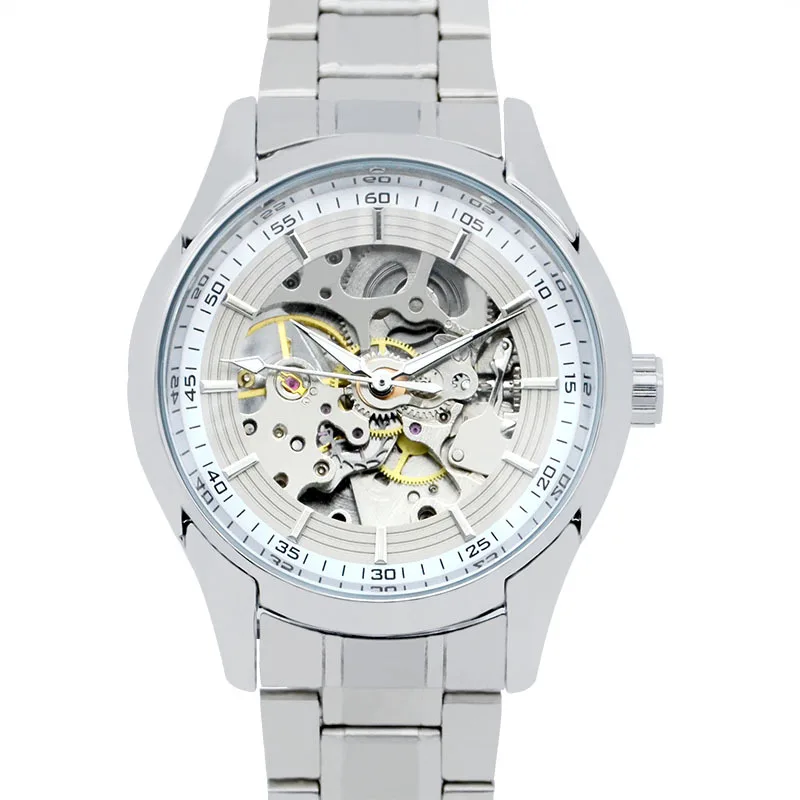 Brand Mechanical Watch Fully Automatic Business Fashion Watch Steel Strip Hollow Waterproof Men's Fashion Clock Time Watches view 3
