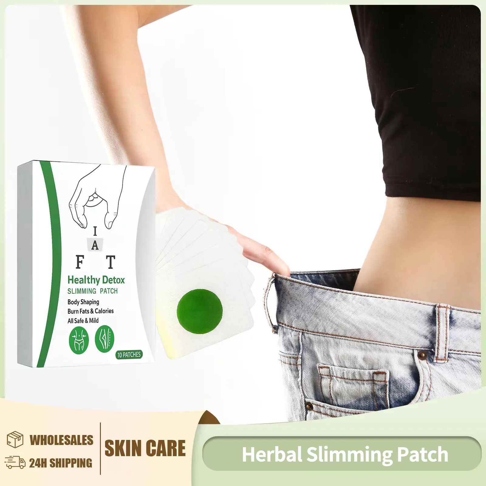 Mugwort Slimming Patch for Body Detox Shaping Burning Fat Weight Loss Anti Cellulite Lazy Ginger Body Patch for Men Women 10PCS