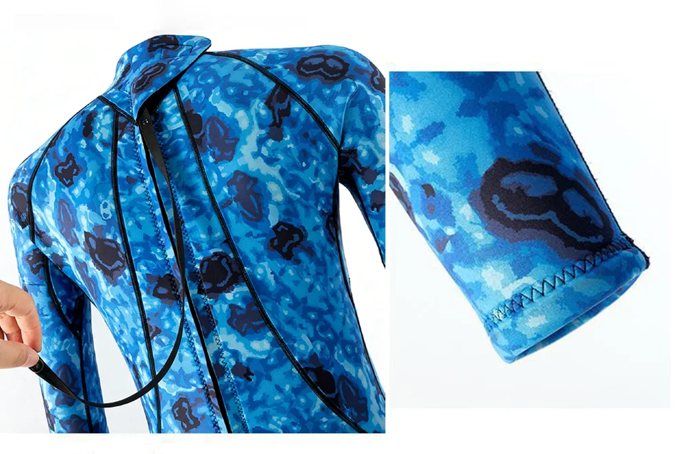 3mm Speerfischen Neoprenanzüge Neoprenanzüge Angeln Tauchen Surfen Schnorcheln Kajakfahren Camouflage Erwachsene Ganzkörper Thermal Warm halten – Detail 4