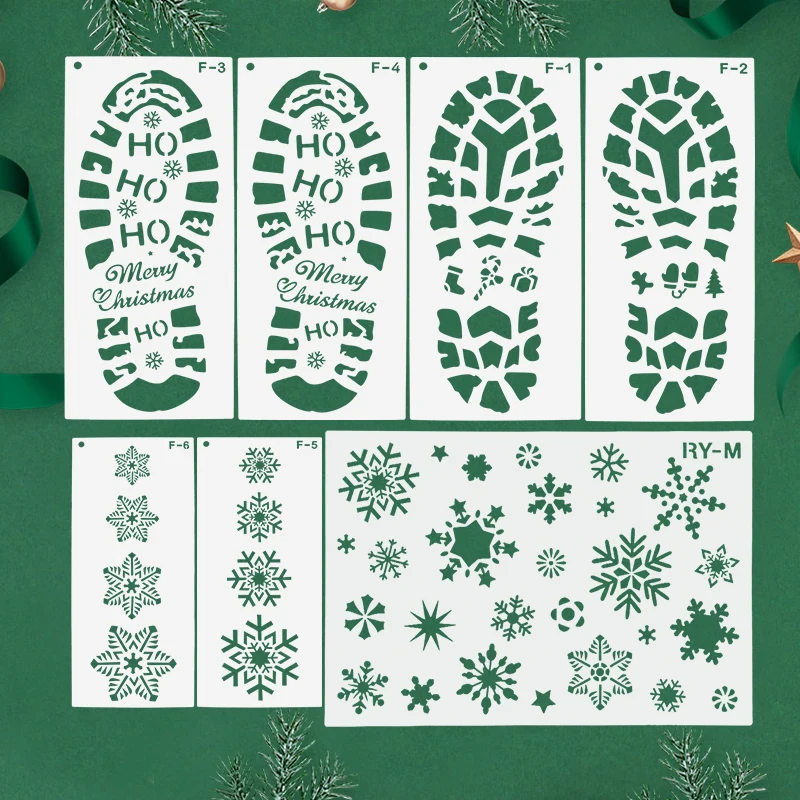 Weihnachten Fußabdruck Schneeflocke Schablone Santa Claus Fußabdruck Malerei Vorlage Sammelalbum Färbung Prägung Album Weihnachts dekoration
