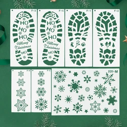 Christmas Footprint Snowflake Stencil Santa Claus Footprint Painting Template Scrapbook Coloring Embossing Album Xmas Decoration