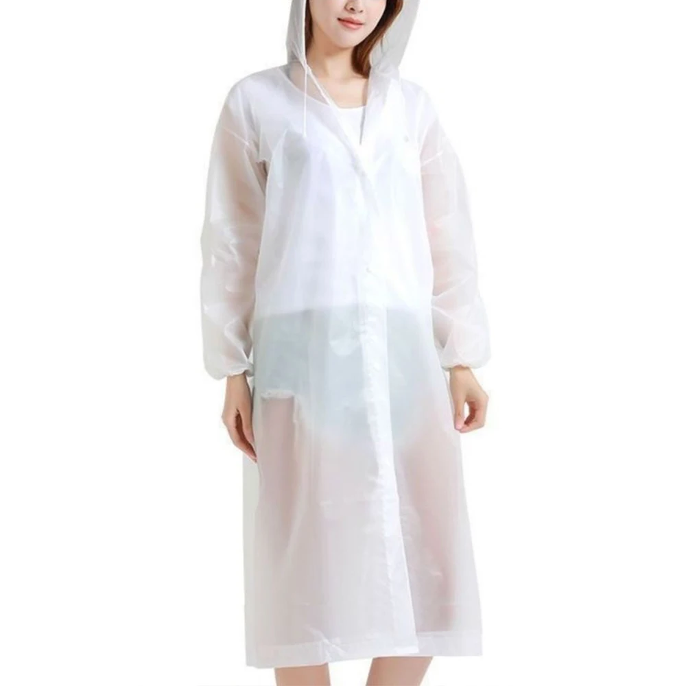 Conjunto Completo de Roupa de Chuva com Capuz Transparente Impermeável Reutilizável Cobertura Longa e Espessa