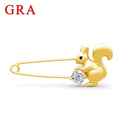 Szjinao D Color Moissanite Brooches For women Luxury Designer Cute Squirrel Christmas Gift 100% Sterling Silver Trending Jewelry