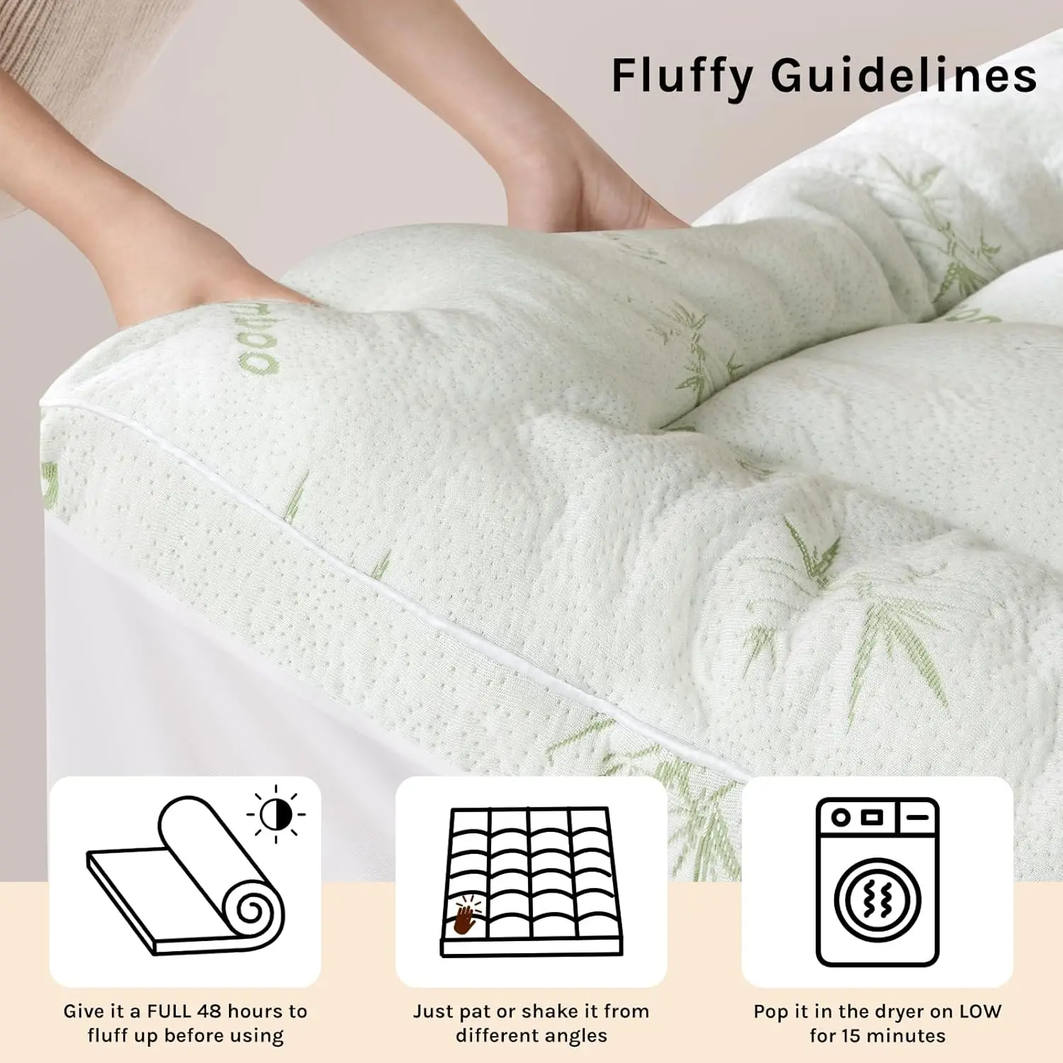 Bambu_Viscose-Surmatelas Queen,1200 101Cooling Mattress Pad,Extra Optics Pillow Top, Back oto (60 "x 80")