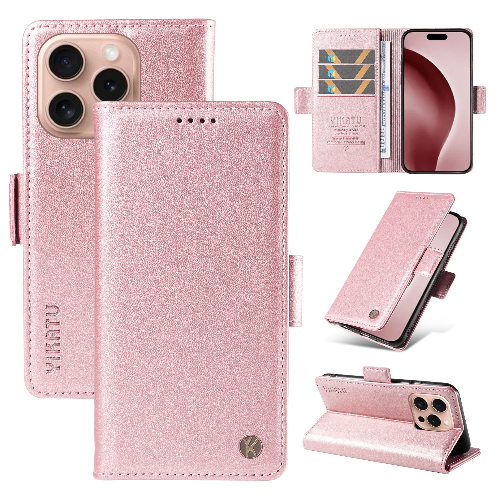 YIKATU Деловой магнитный чехол-кошелек для телефона iPhone14 iPhone15 Pro/Pro Max, кожаный чехол с отделениями для карт, полностью матовая отделка