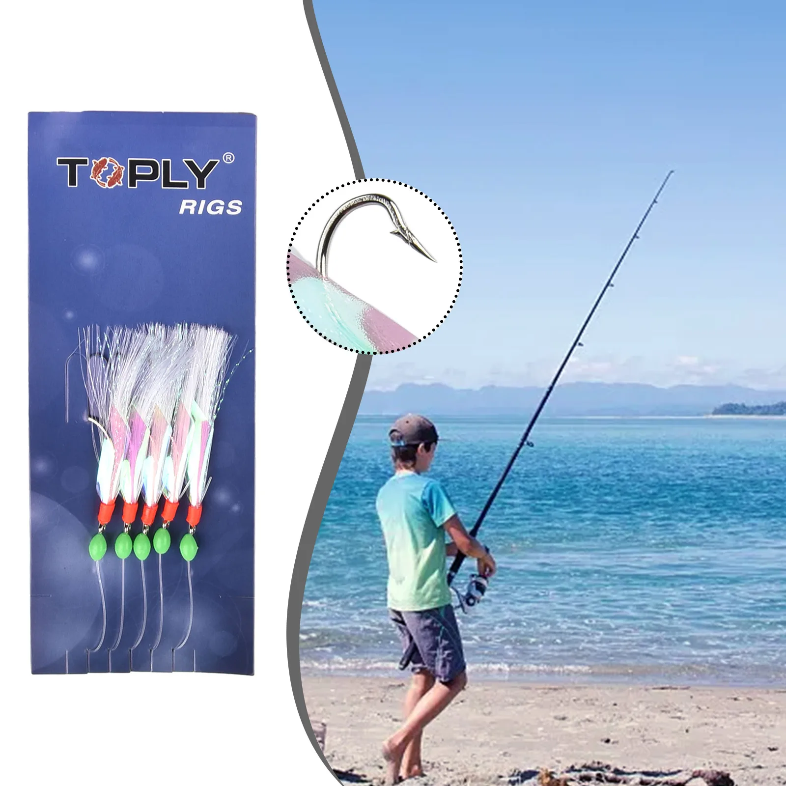 Fishing Hooks Bait Fish Flash For Sabiki High-carbon Steel Lumi Beads Lure Mackerel Rigs White Foil High Quality