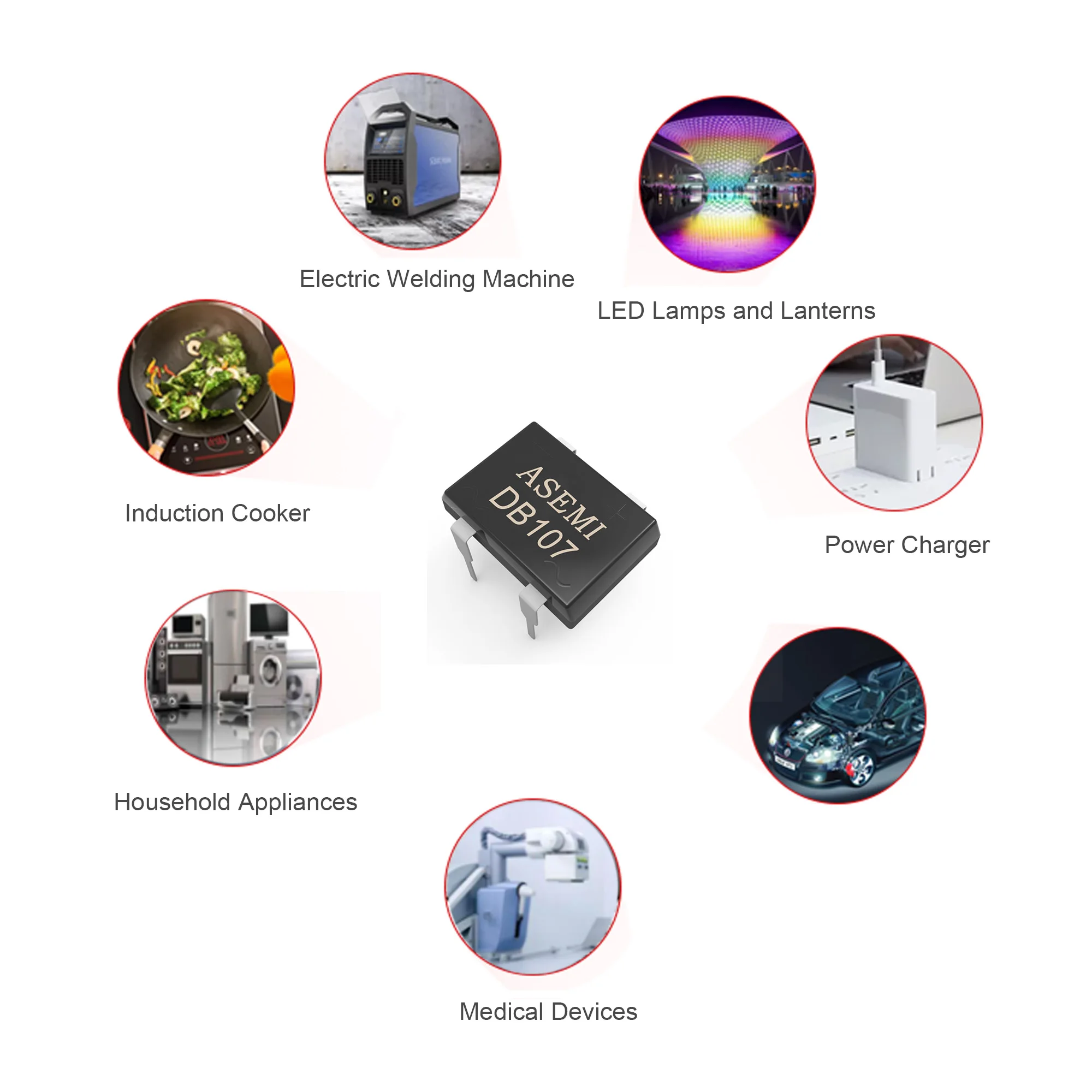 20 PCS DB107 50mil Plug in Bridge Retificador 1A 1000 V DB-4 Brand New ASEMI Para LED Driver