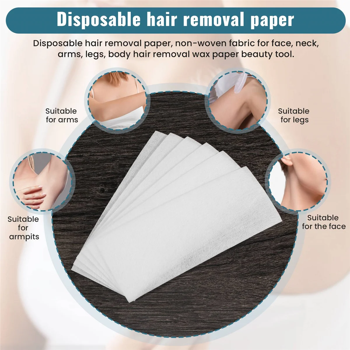 BVBV DOLL WAX 100 Pcs/Set Depilatory Papers Nonwoven Cloth for Face Neck Arm Leg Body Hair Removal Wax Paper Beauty Tools