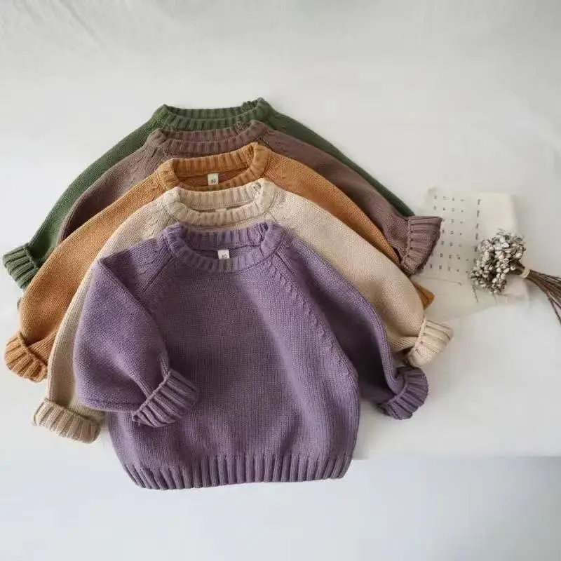 

Autumn and Winter 2025 New Children's Loose Warm Sweater Korean Edition Retro Hooded Knitted Sweater for Boys and Girls Kids Top