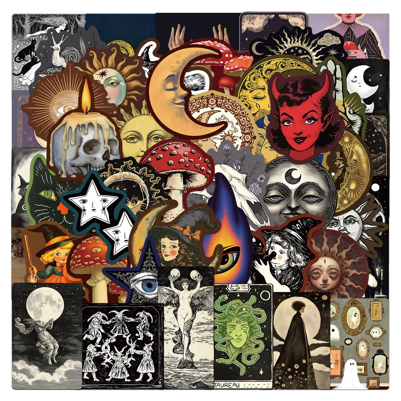 

10/25/50pcs Evil Sky Moon Eyes Horror Stickers Decals for DIY Waterproof Phone Laptop Guitar Skateboard Suitcase