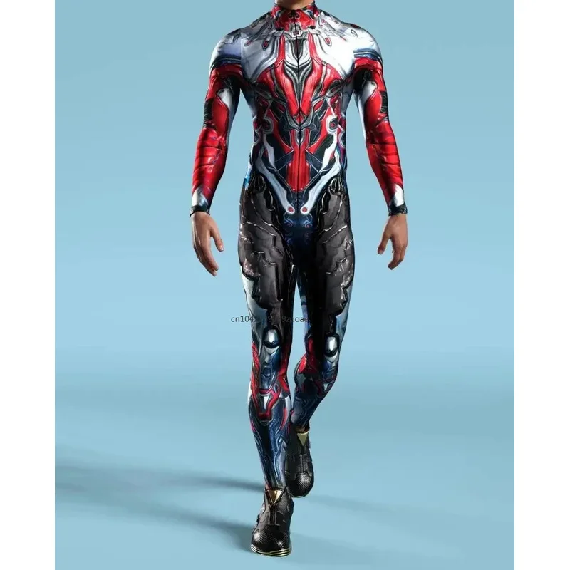 Futuristic Mechanical Armour Jumpsuit Cool Fighter Cosplay Bodysuit Steampunk Costume Halloween Party Shows Men Zentai Suit 2024