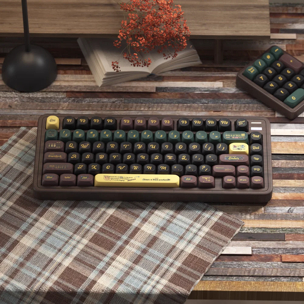 Vintage Splice Keycap Set PBT 125 Keys SOA Height Personalized Keycaps for 61/87/104MX Switch Mechanical Keyboards