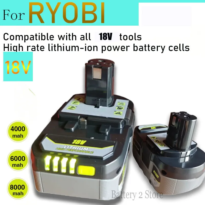 For RYOBI high-performance lithium battery 18V with no memory effect and low self discharge for all tools P108 P107 P109