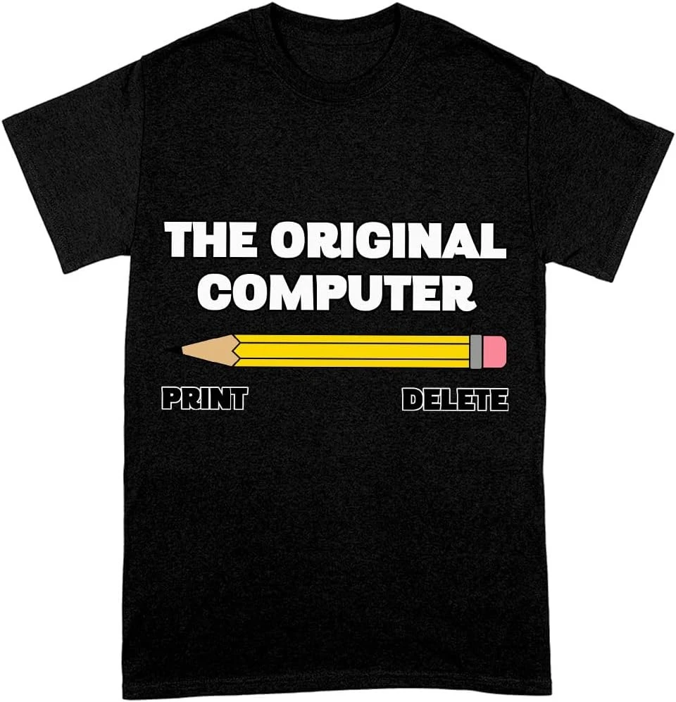 

Original computer-printed T-shirt - Humorous, tech-themed casual, loose-fitting, retro top