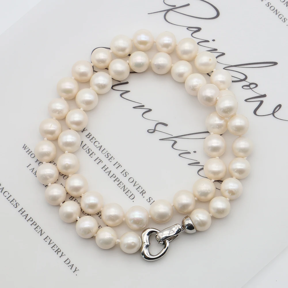 

Белое ожерелье из натурального пресноводного жемчуга 9-10 мм, круглые жемчужины, бусы, 1 нить, элегантное украшение для женщин, подарок на день рождения или для особых случаев