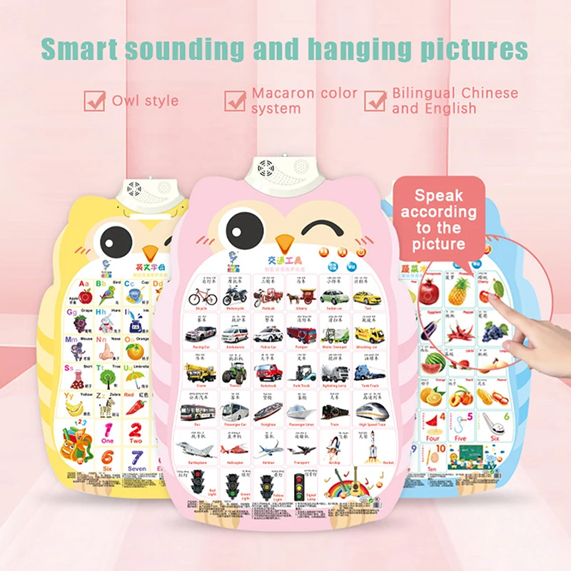 Iluminación cognitiva, punto de aprendizaje electrónico, lectura, Audio, tabla de pared, libro de Audio, educación temprana, juguetes de aprendizaje para bebés