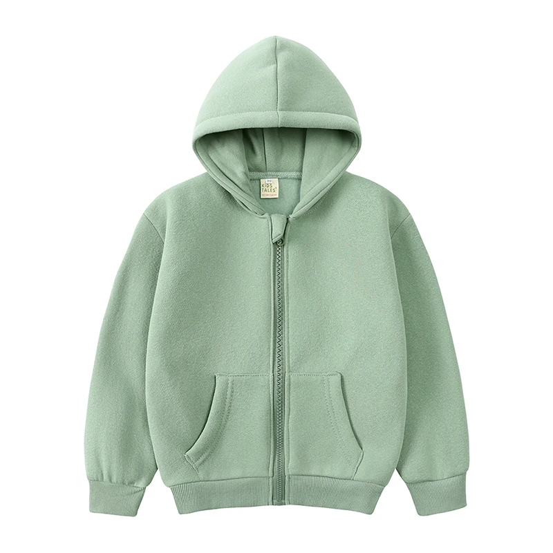 Kinder Fleece-Kapuzenjacke Einfarbig Baumwolle Jungen Mädchen Warme Winterkleidung für Kleinkinder Dicke Oberbekleidung Koreanisches Sweatshirt – Detail 2