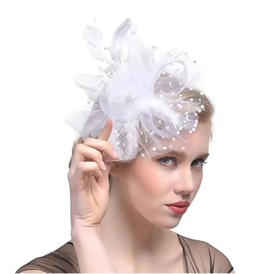 

JUNBESTN Fascinators Hat Tea Party Headwear for Women Flower Mesh Feathers Headband