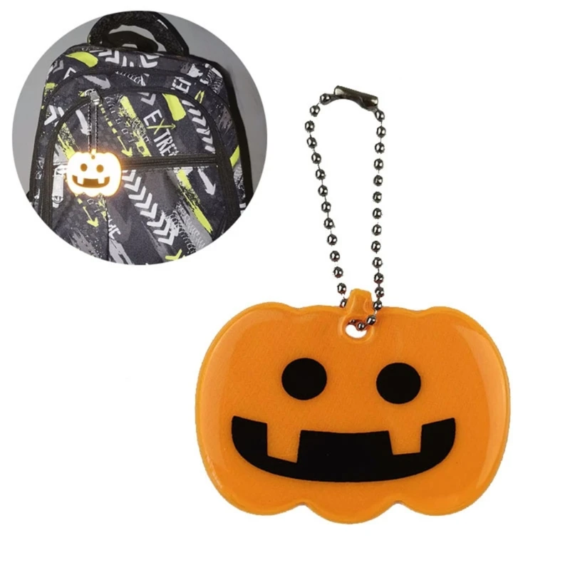 Halloween Reflector Gear Bags Night Back Pumpkin Walking Reflect Pulls Pet Bag Jackets for Tags Hangings Running Decor