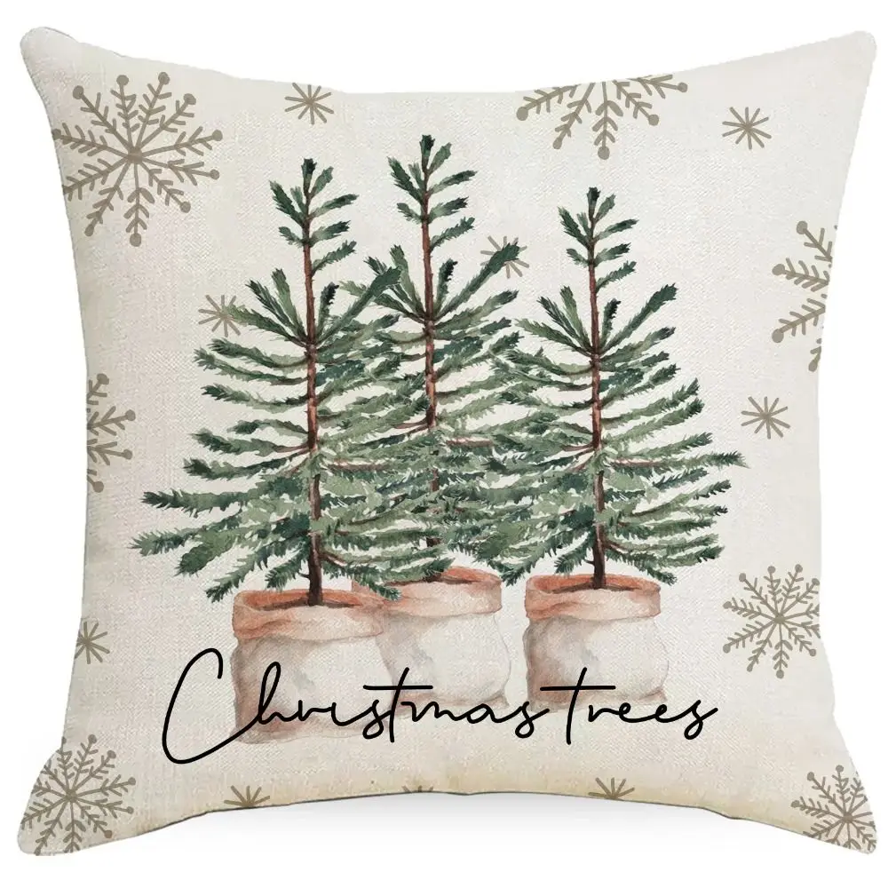 Sofa Couch Christmas Pillow Covers Home Textile Xmas Trees Pattern Pillow Cases Dacron Christmas Supplies Cushion Cover Home