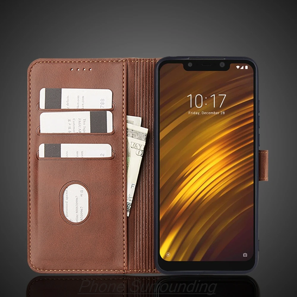 Brieftasche Flip-Cover Leder Fall für Xiaomi POCOPHONE POCO F1 Pu Leder Telefon Taschen schutzhülle Holster Fundas Coque