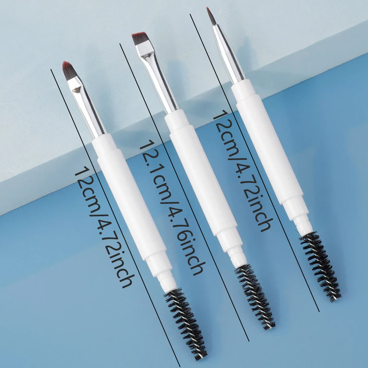 1/2/3 szt. Przenośny podwójny pędzel do brwi pędzel spiralny pędzel do eyelinera z pokrywką pędzel do makijażu przedłużanie brwi przybory do makijażu