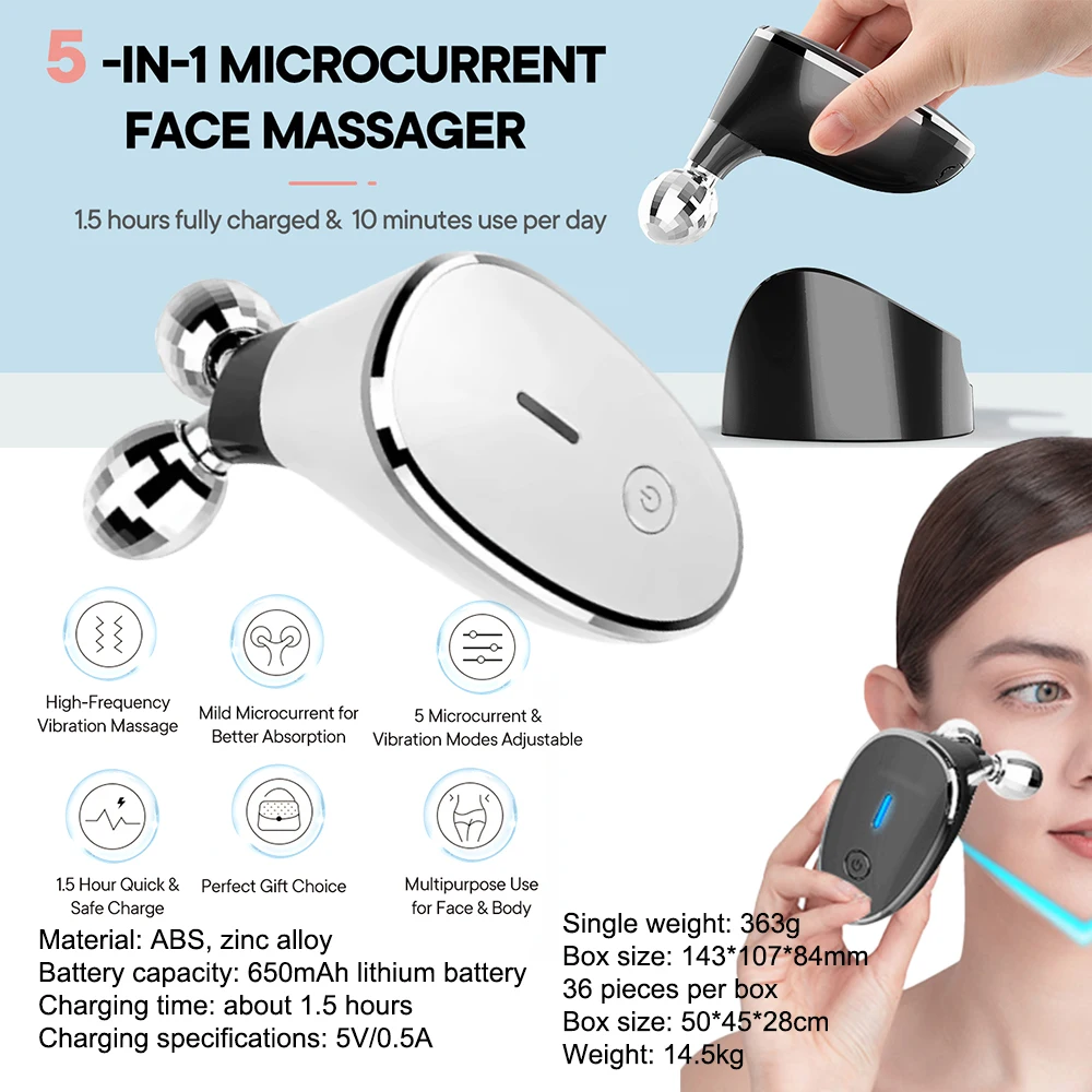 Biblioteca intelligente Dispositivo di bellezza Anti-età Microcorrente Rullo di sollevamento del viso Massaggiatore facciale Rafforzamento Microcorrente Toni facciale