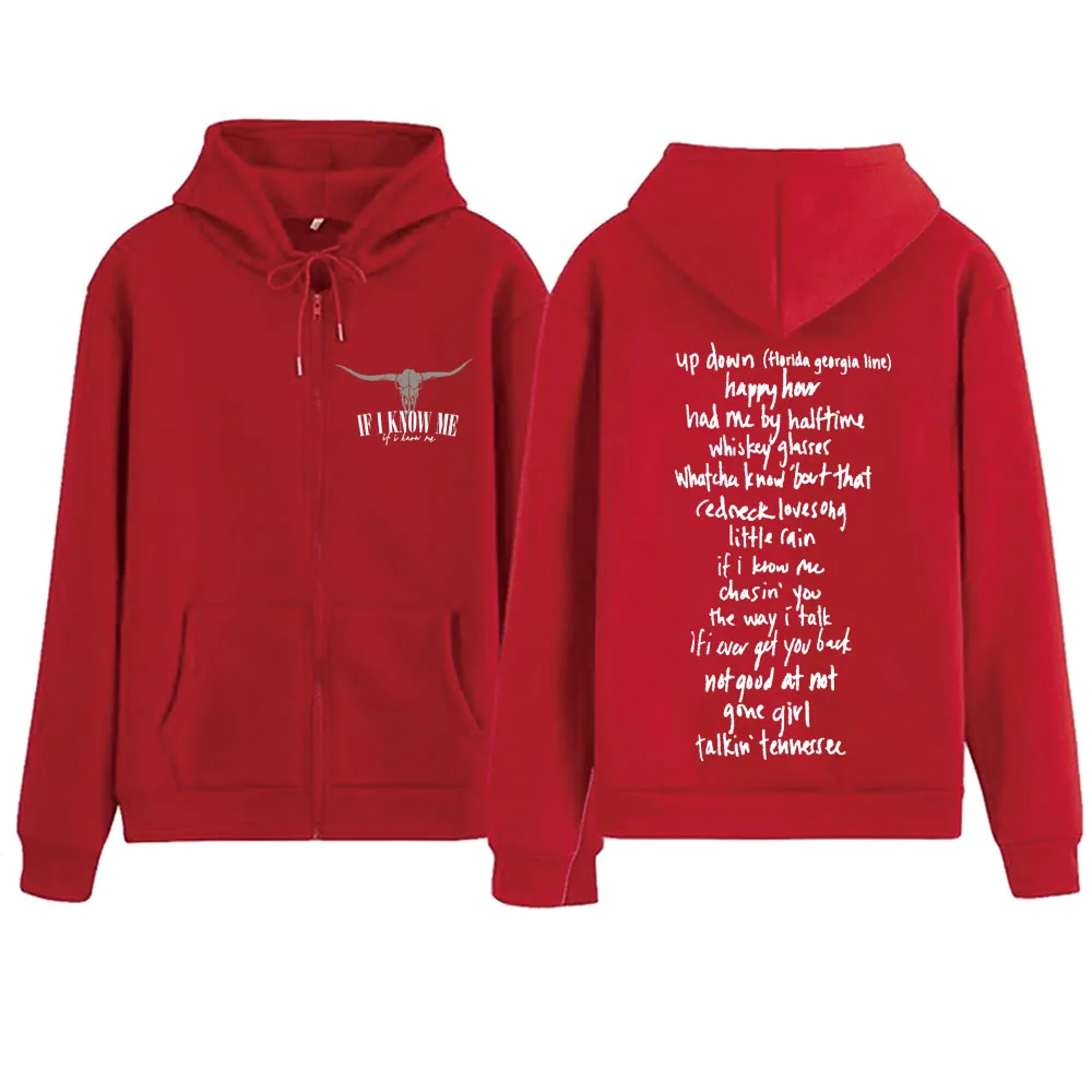 If I Know Me Morgan Wallen  2024 Zipper Hoodie Harajuku Pullover Tops Music Fans Gift V-Neck Sweatshirts