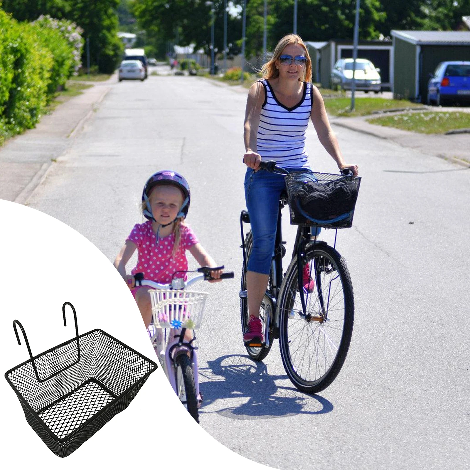 Fahrrad-Vorderkorb, robuster Metalldraht-Haken am Fahrradkorb, universelle Passform, verblasst nicht vorne, Fahrradkorb