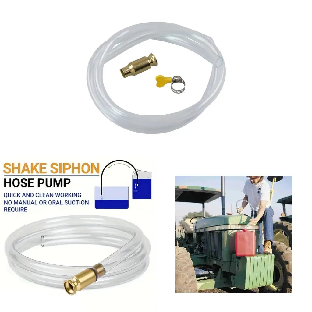 Quick Siphon Hose Strong PVC Metal Siphon Pump 1.5M Long for Vehicle Transfer Outdoor Activities & Home Use