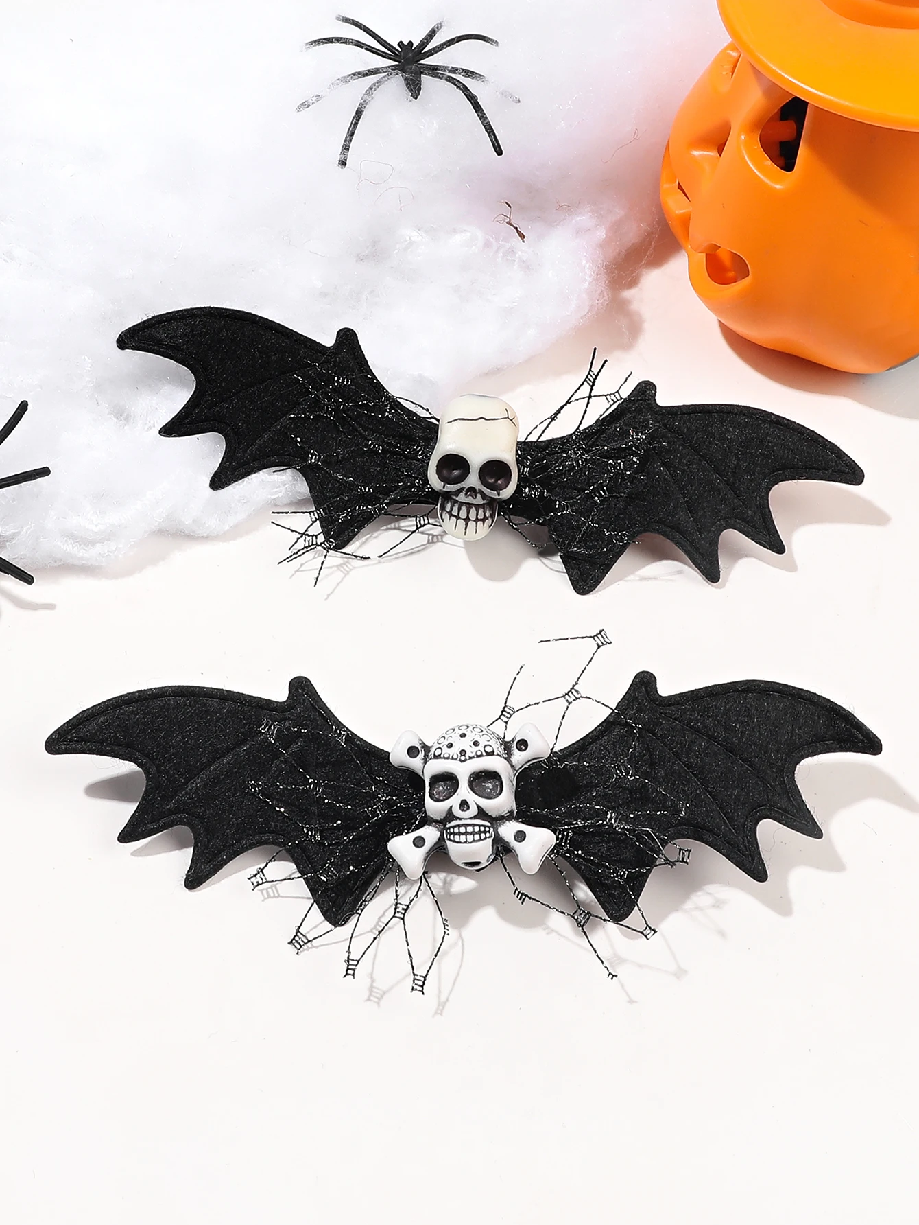 2Pcs ,Skull and Devil Wings Hair Clips  Cosplay and Halloween Costume Accessories for Girls Women