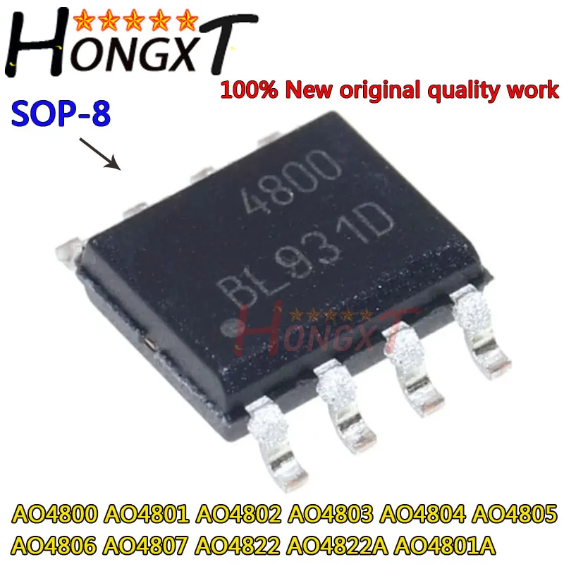 (10pcs) 100% New AO4800 AO4801 AO4802 AO4803 AO4804 AO4805 AO4806 AO4807 AO4822 AO4822A AO4801A sop-8 Chipset