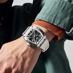 Watch for Men Skeleton Mechanical Sports Watches Men's Luminous Waterproof Automatic Wristwatch Steel Case Relogio Masculino