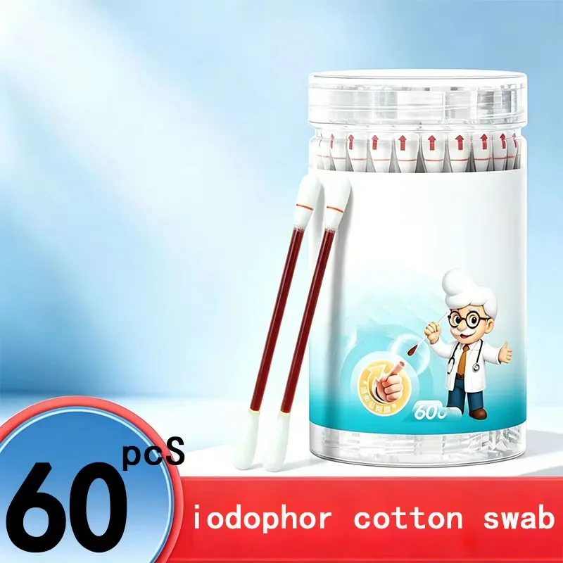 60 Disposable Iodine Swabs Can Be Used to Disinfect Wounds with Povidone Iodine Cotton Swabs and Emergency Tools