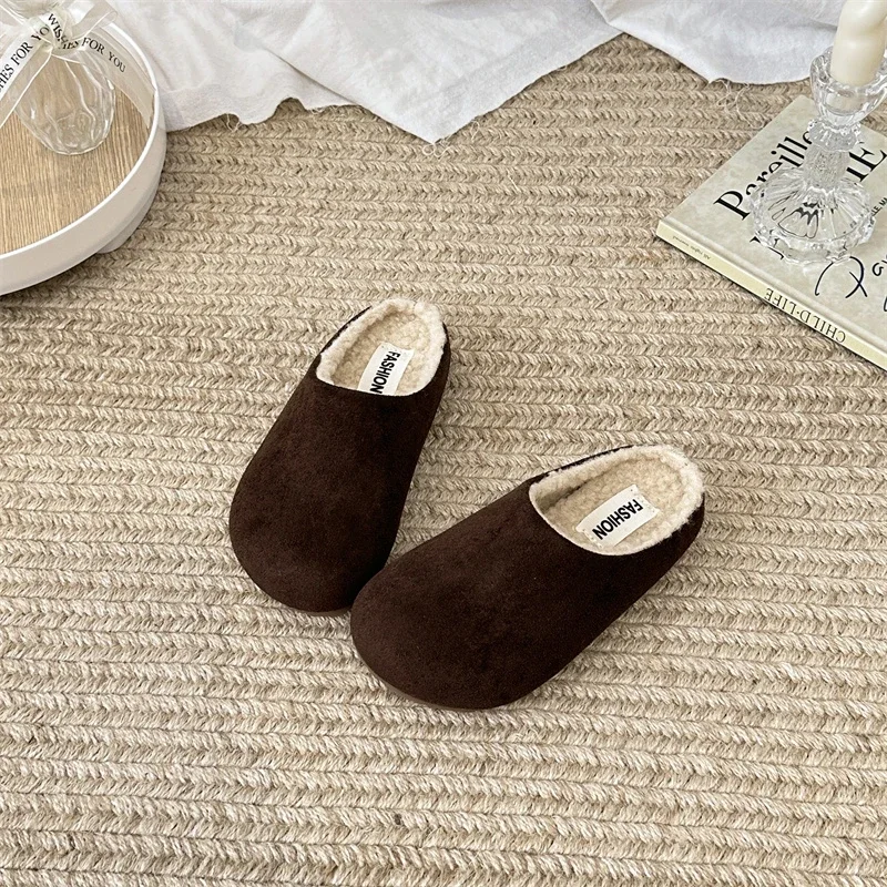 

2025 Winter New Flat Shoes for Girls Cotton Slippers Suede Fashion Warm Shoes Casual Winter Comfortable Casual Shoes