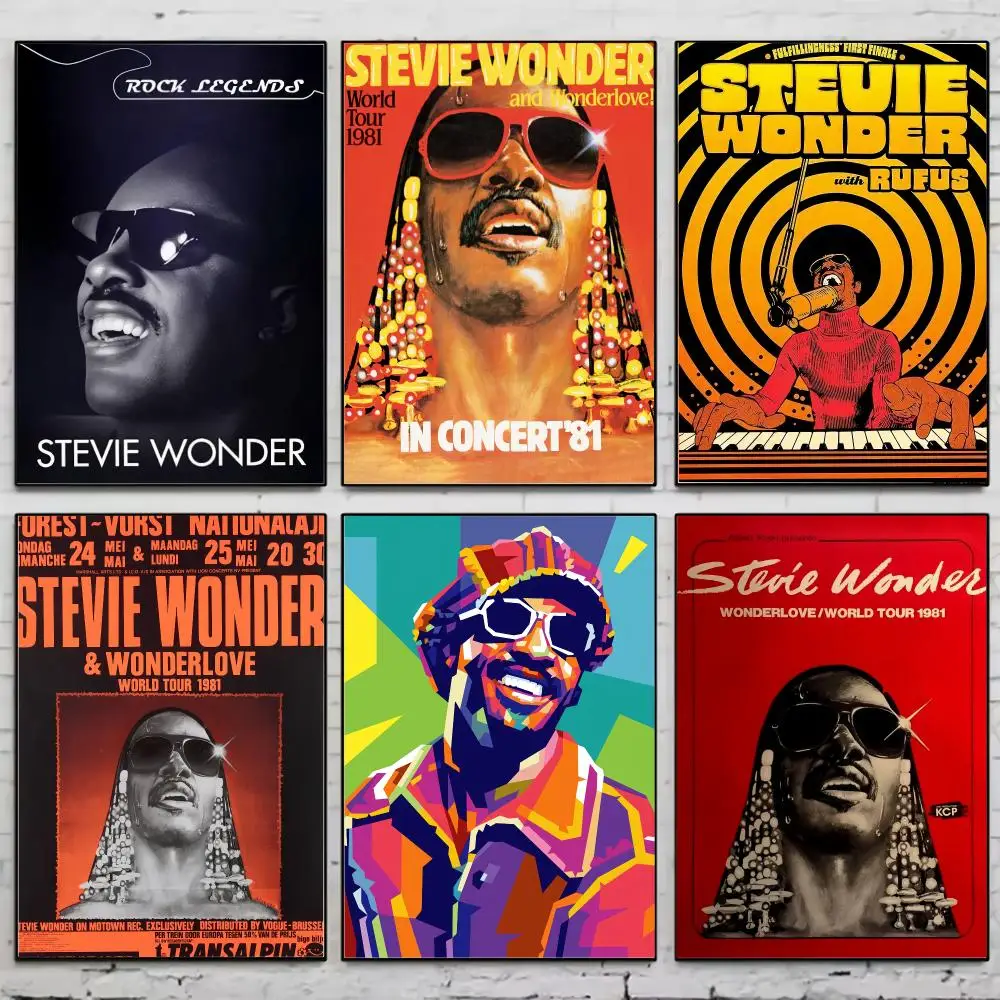 Legendary Artist S-Stevie Wonder Poster Self Adhesive Waterproof PP Wall Sticker, Bedroom Home Decor Gift