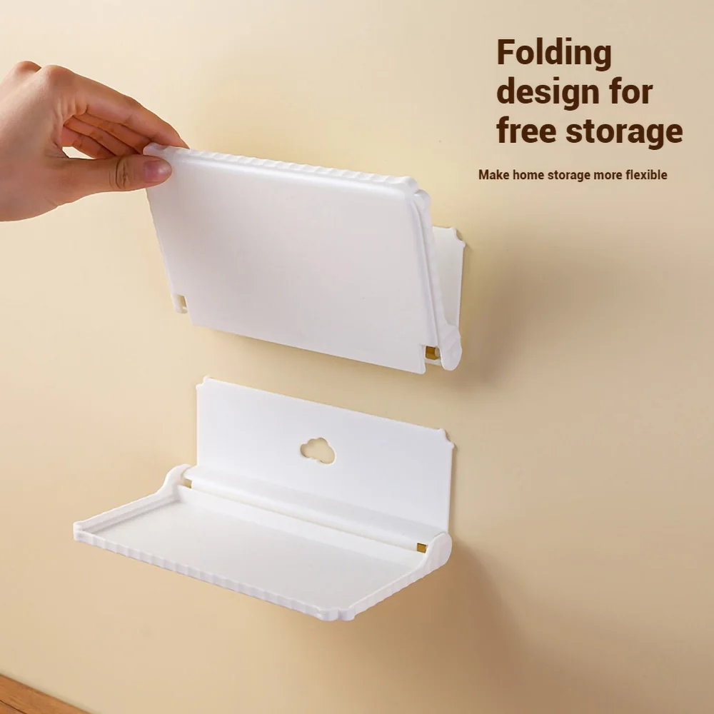 Klappbares, an der Wand montiertes Regal, platzsparend, faltbares Lagerregal, stanzfreier Telefonhalter, WLAN-Router, Ablagefach, Heim-Organizer